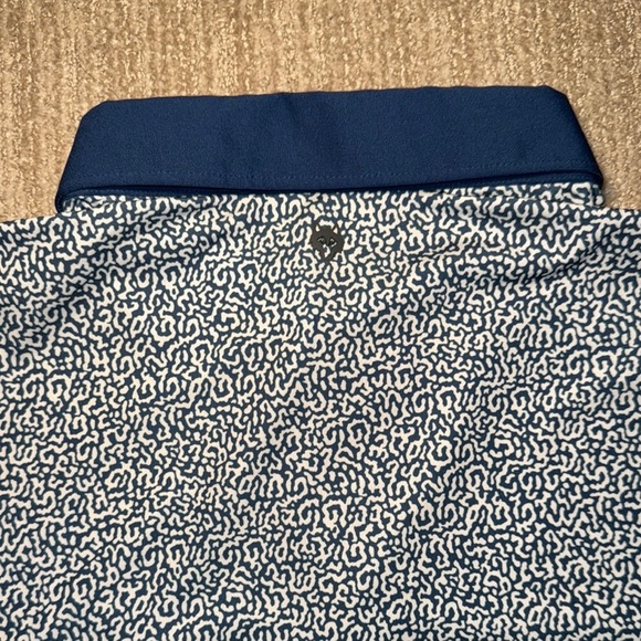 Greyson Men XL Navy Coral Dreams Polo Shirt Athletic Golf Tee Teal Trim - Picture 5 of 11